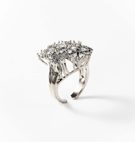 Bague bouquet en acier rhodié Choisir la taille CHOGAN