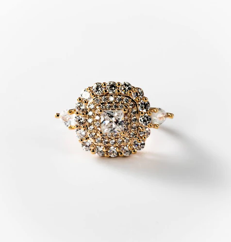 Bague carré de lumière plaquée or 24 carats CHOGAN
