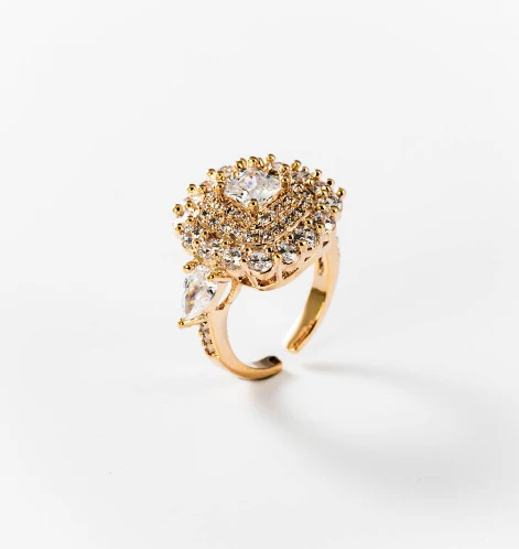 Bague carré de lumière plaquée or 24 carats CHOGAN - Image 2