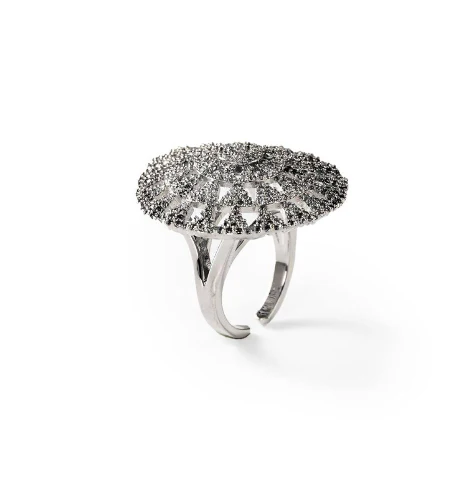 Bague cercles de lumière en métal rhodié CHOGAN - Image 2
