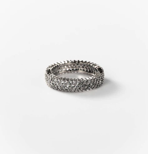 Bague cercles de lumière en métal rhodié CHOGAN - Image 2