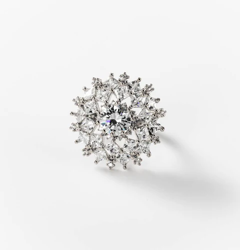 Bague cristaux de neige en métal rhodié CHOGAN - Image 2