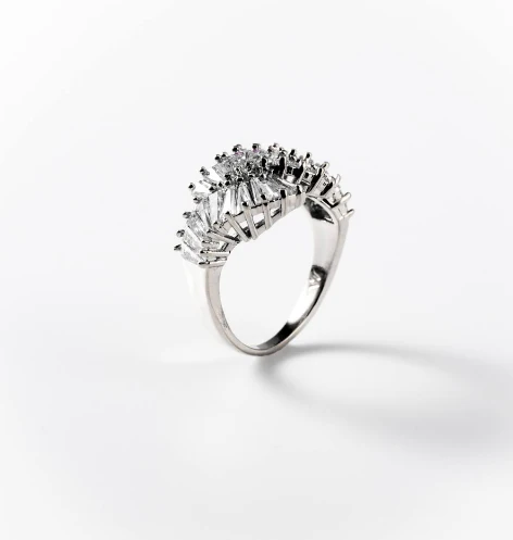 Bague éventail de lumière en métal rhodié CHOGAN