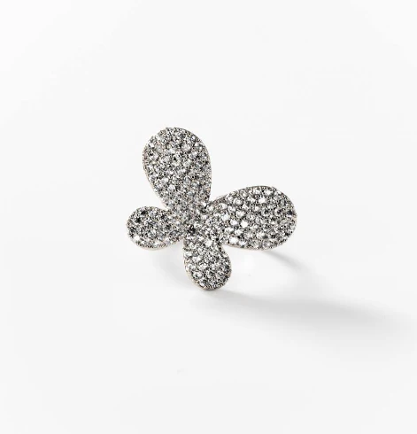 Bague papillon en métal rhodié CHOGAN - Image 2