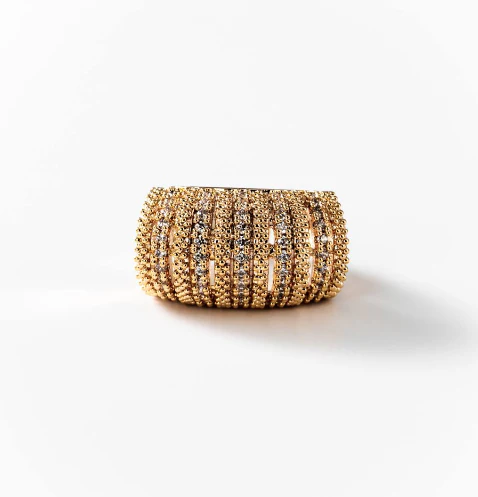 Bague pavé déco plaquée or 24 carats CHOGAN - Image 2