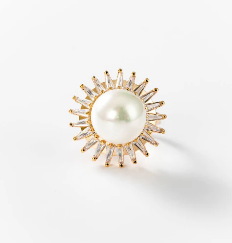 Bague perle de soleil plaquée or 24 carats CHOGAN - Image 2