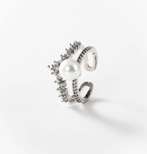 Bague Perle Royale en métal rhodié CHOGAN