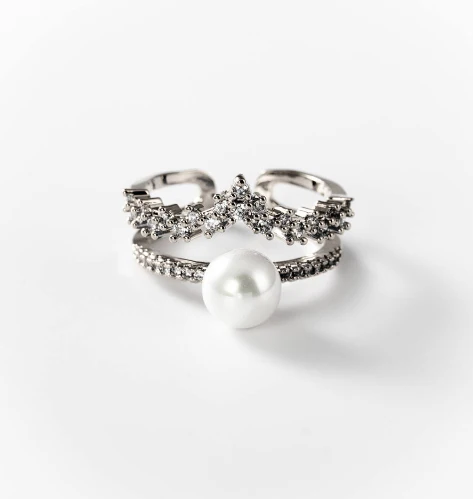 Bague Perle Royale en métal rhodié CHOGAN - Image 2