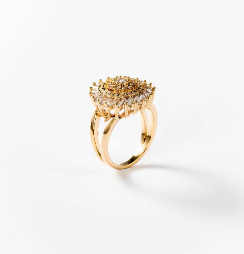 Bague tourbillon brillant plaquée or 24 carats CHOGAN - Image 2